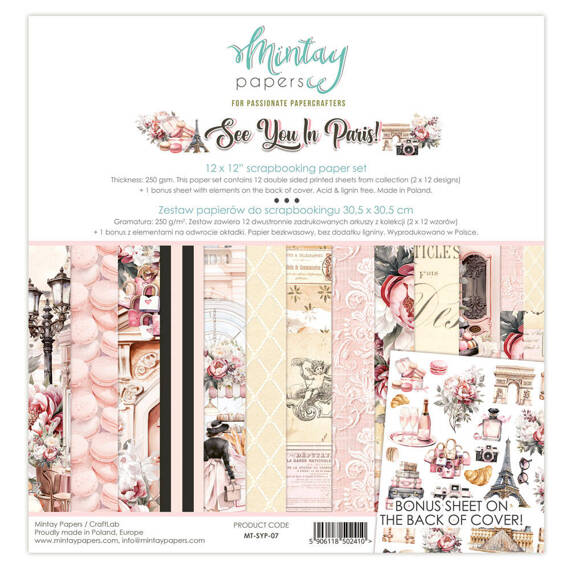 Scrapbooking Craft Papier Set for scrapbooking 30x30 - Mintay - See You In Paris