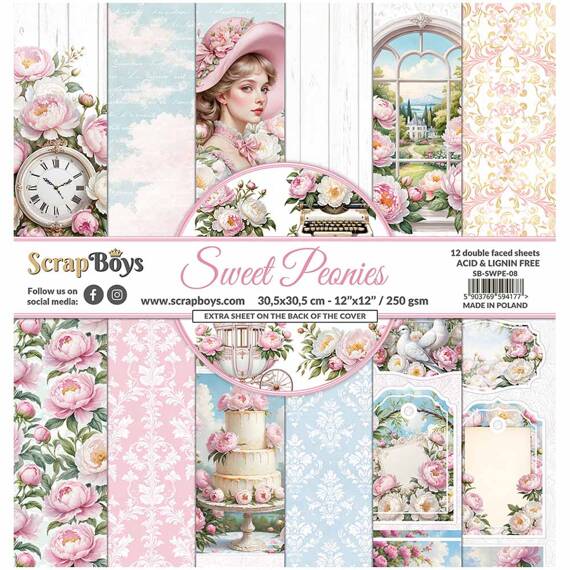 Scrapbooking Craft Papier Set for scrapbooking 30x30 - SCRAPBOYS - Sweet Peonies