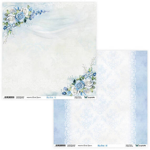 Scrapbooking Craft Papier Set for scrapbooking 30x30 - ScrapAndMe - Blue Roses