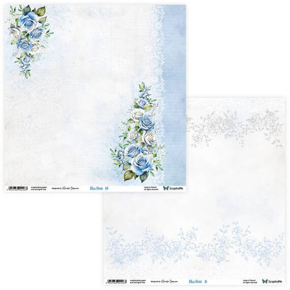 Scrapbooking Craft Papier Set for scrapbooking 30x30 - ScrapAndMe - Blue Roses