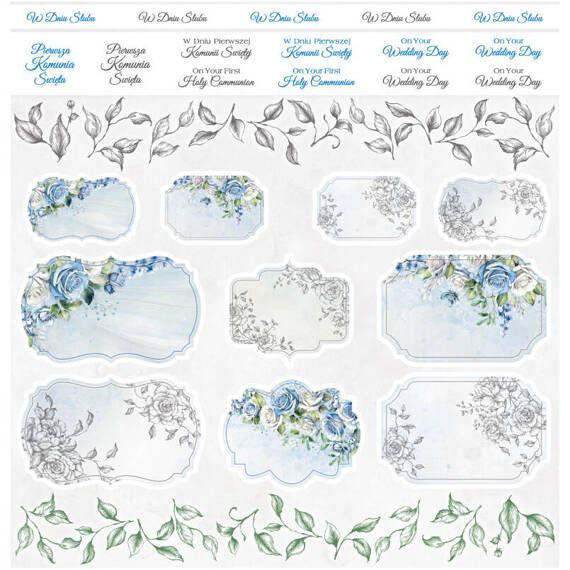 Scrapbooking Craft Papier Set for scrapbooking 30x30 - ScrapAndMe - Blue Roses