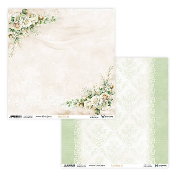 Scrapbooking Craft Papier Set for scrapbooking 30x30 - ScrapAndMe - White Roses