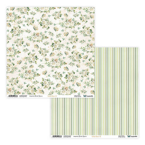 Scrapbooking Craft Papier Set for scrapbooking 30x30 - ScrapAndMe - White Roses