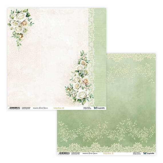 Scrapbooking Craft Papier Set for scrapbooking 30x30 - ScrapAndMe - White Roses