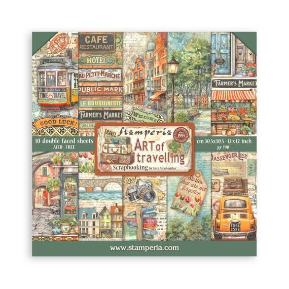 Scrapbooking Craft Papier Set for scrapbooking 30x30 - Stamperia - Art of Travelling