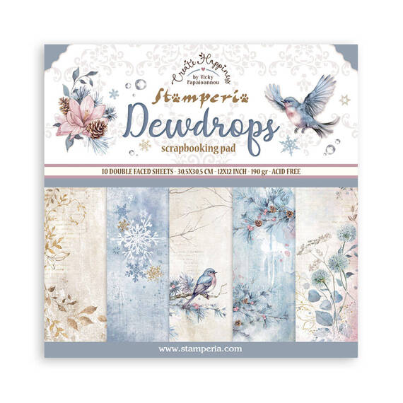 Scrapbooking Craft Papier Set for scrapbooking 30x30 - Stamperia - Dewdrops