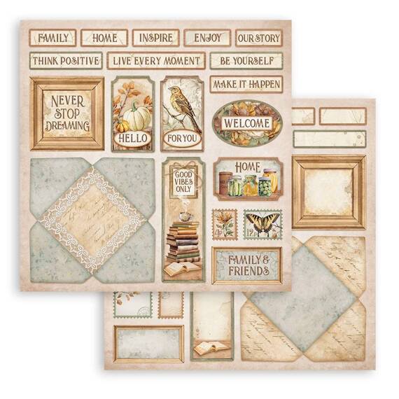 Scrapbooking Craft Papier Set for scrapbooking 30x30 - Stamperia - Golden harmony