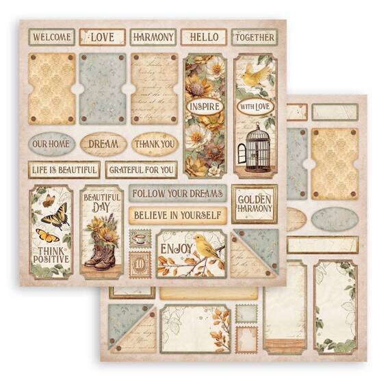 Scrapbooking Craft Papier Set for scrapbooking 30x30 - Stamperia - Golden harmony