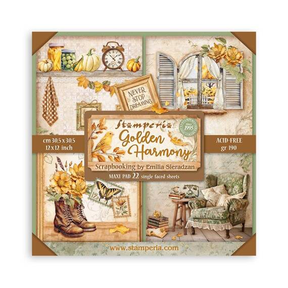 Scrapbooking Craft Papier Set for scrapbooking 30x30 - Stamperia - Golden harmony