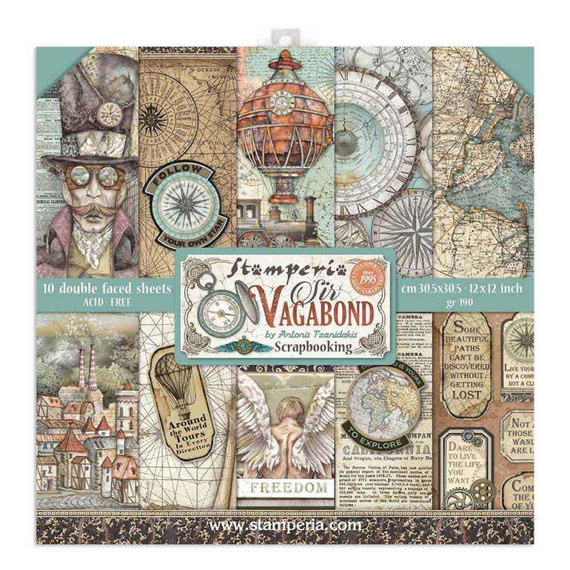 Scrapbooking Craft Papier Set for scrapbooking 30x30 - Stamperia - Sir Vagabond