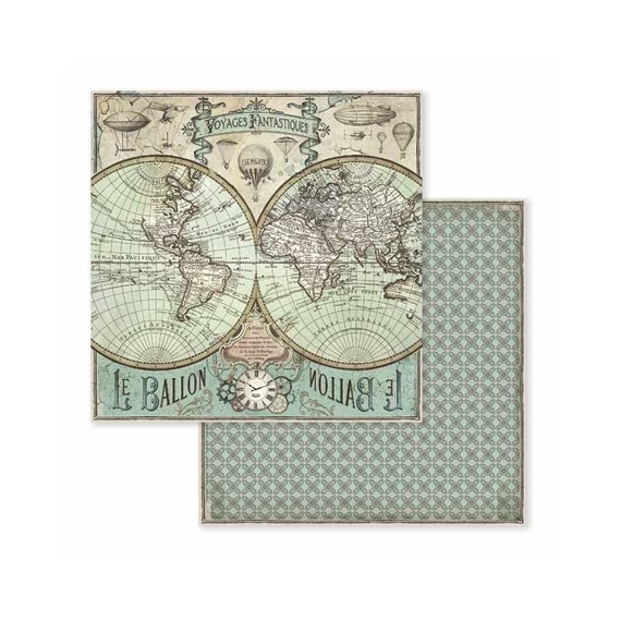 Scrapbooking Craft Papier Set for scrapbooking 30x30 - Stamperia - Voyages fantastiques