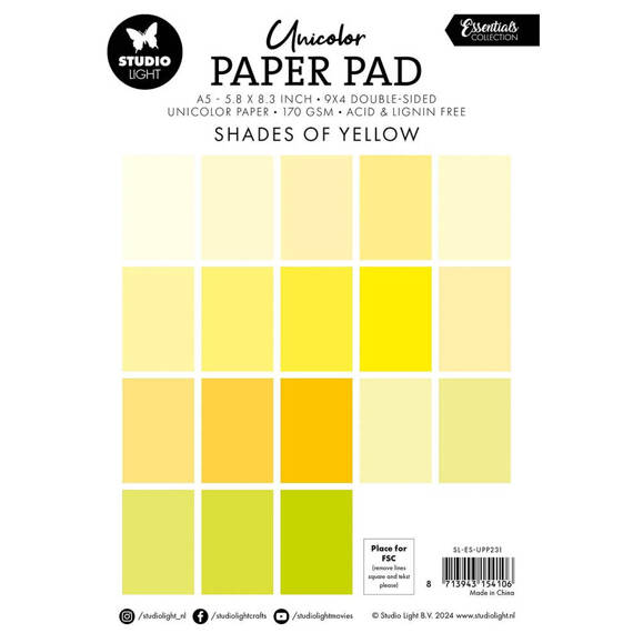 Scrapbooking Craft Papier Set for scrapbooking A5 - StudioLight - Shades of yellow shades of yellow