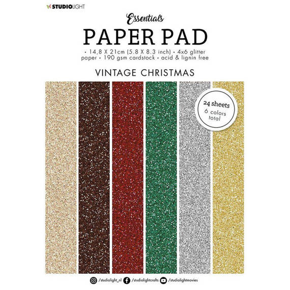 Scrapbooking Craft Papier Set glitter A5 - StudioLight - Vintage Christmas