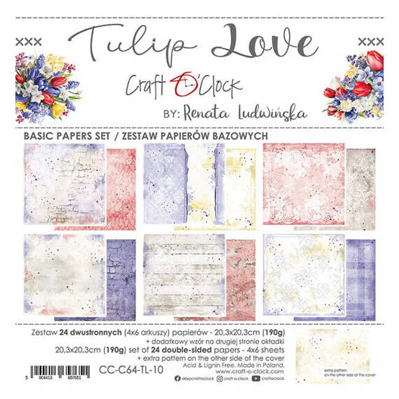 Scrapbooking Craft Papier Set scrapbooking bases 20,3x20,3 - Craft o'clock - Tulip Love