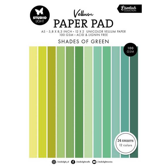 Scrapbooking Craft Papier Set velin A5 - StudioLight - Unicolor Shades of Green