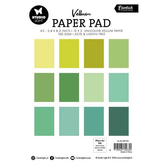 Scrapbooking Craft Papier Set velin A5 - StudioLight - Unicolor Shades of Green