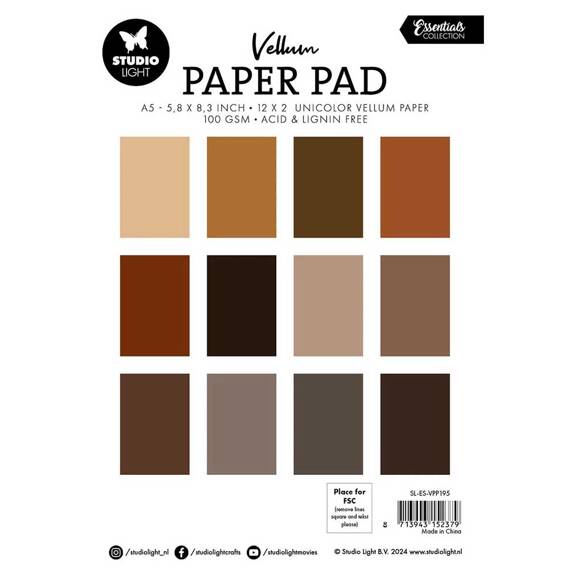 Scrapbooking Craft Papier Set velin for scrapbooking A5 - StudioLight - Unicolor Shades of Brown