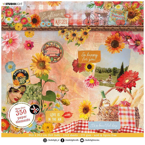 Scrapbooking Craft Papier Set with 20x20 elements - StudioLight - Sunflower Kisses