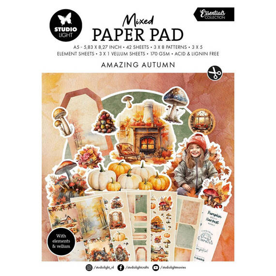 Scrapbooking Craft Papier Set with A5 elements - Studio Light - Amazing Autumn