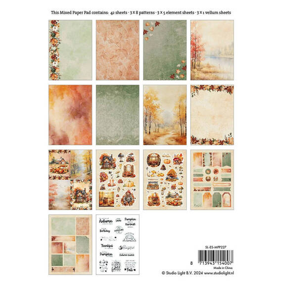 Scrapbooking Craft Papier Set with A5 elements - Studio Light - Amazing Autumn