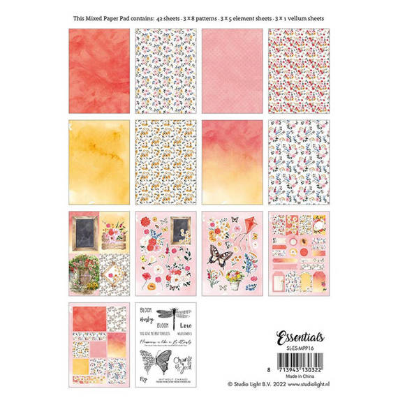 Scrapbooking Craft Papier Set with elements - Mixed Paper Pad Pattern 16