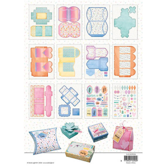 Scrapbooking Craft Papier Set with items to make Giftboxes paper Pad - Hip Hip Hooray - Studio Light