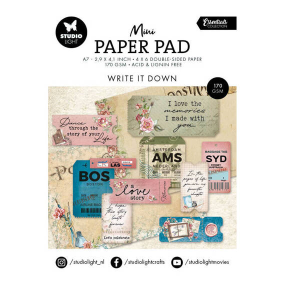 Scrapbooking Craft Papier Set with scrapbooking elements A7 - Write it down labels vintage lettering