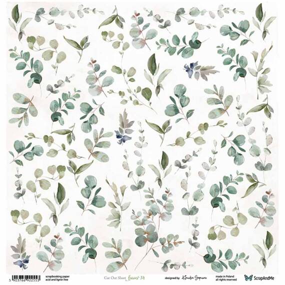 Scrapbooking paper 30x30 - ScrapAndMe - Leaves 14 - cut-out sheet