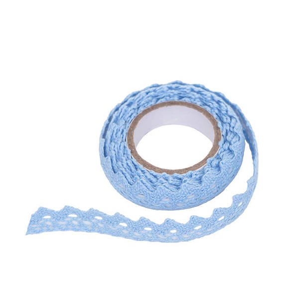 Self-adhesive cotton lace, blue 1.8m