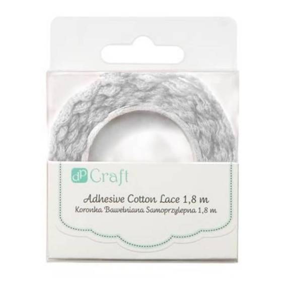 Self-adhesive cotton lace, white 1.8m