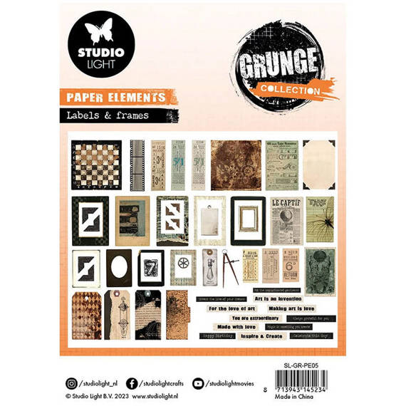 Set of paper elements Tickets, Labels &amp; Frames Grunge Collection - Studio Light 