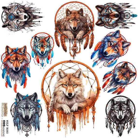 Stickers - ScrapLove - Boho wolves