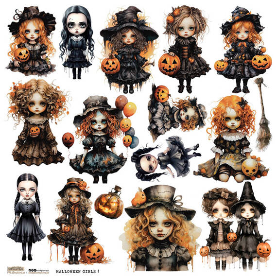 Stickers - ScrapLove - Halloween Girls 1 girls with pumpkins