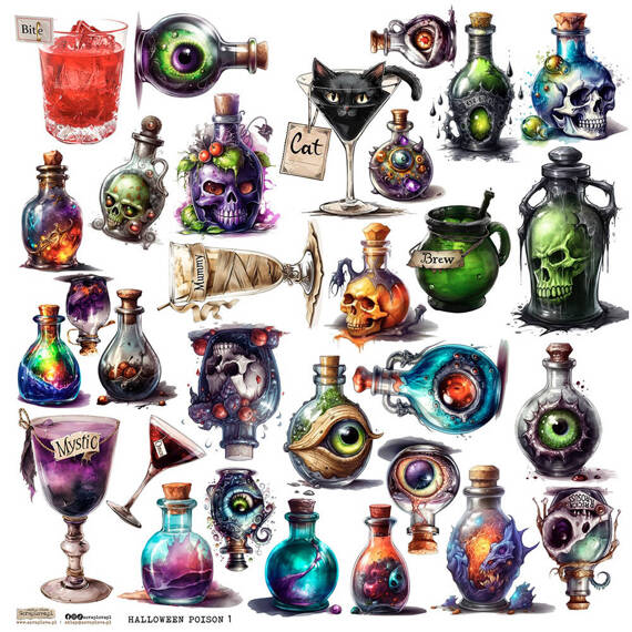 Stickers - ScrapLove - Halloween Poison 1 poison potions