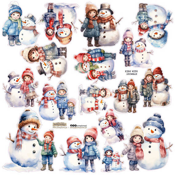 Stickers - ScrapLove - Kids with snowman