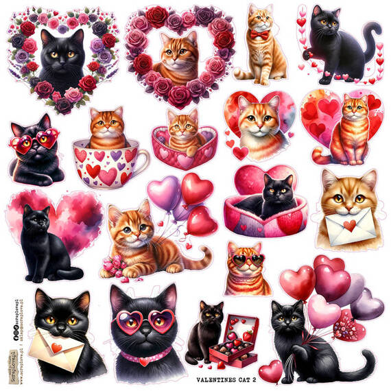 Stickers - ScrapLove - Valentines Cat 2 