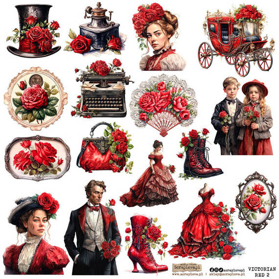Stickers - ScrapLove - Victorian red 2