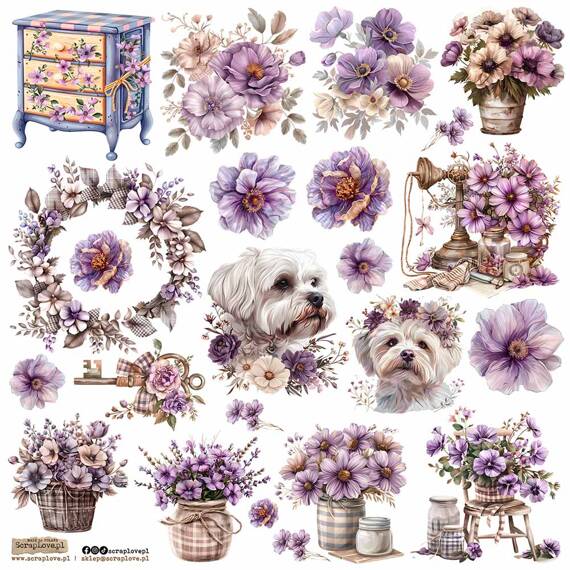 Stickers - ScrapLove - Violet Flowers