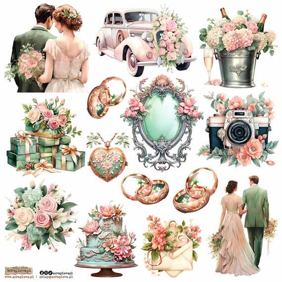 Stickers - ScrapLove - Wedding Pastel 1