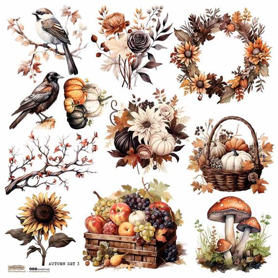 Stickers paper - ScrapLove - Autumn Set 3 autumn garland pumpkins mushrooms