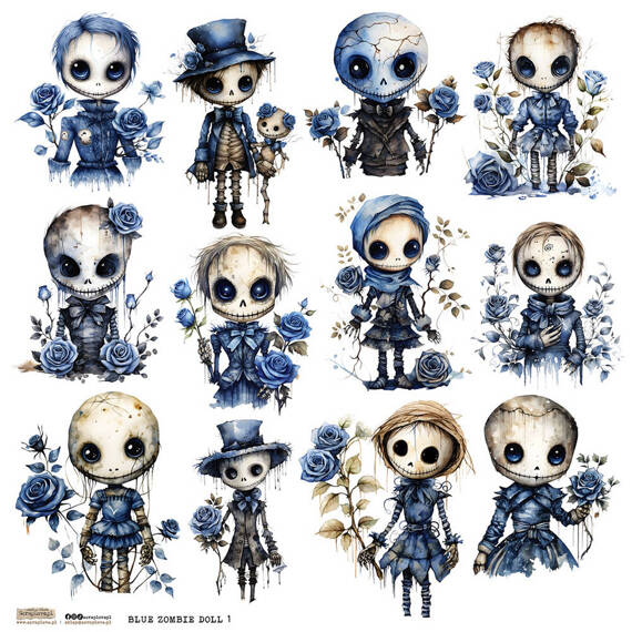 Stickers paper - ScrapLove - Blue Zombie Doll 1 zombie dolls