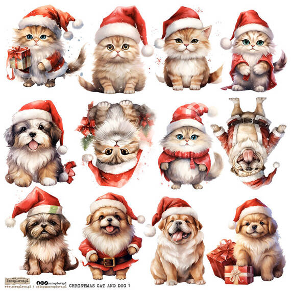 Stickers paper - ScrapLove - Christmas Cat and Dog cats and dogs in Christmas clothes