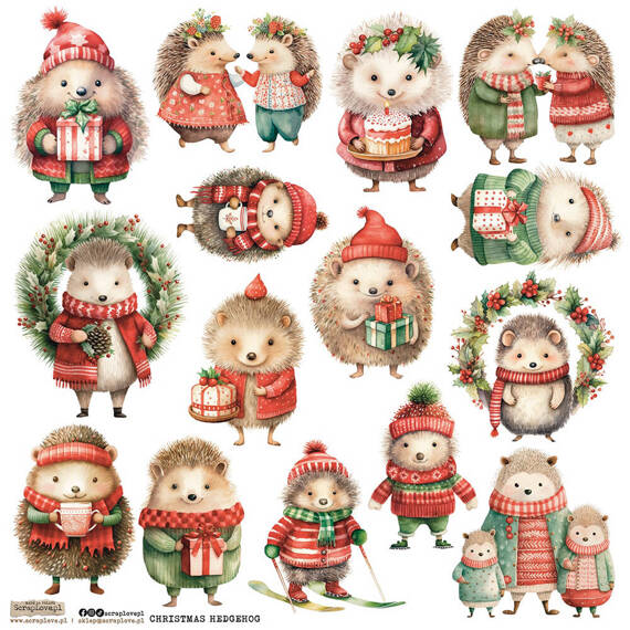 Stickers paper - ScrapLove - Christmas Hedgehog Christmas hedgehogs1