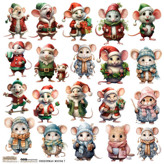 Stickers paper - ScrapLove - Christmas Mouse 1 Christmas mice