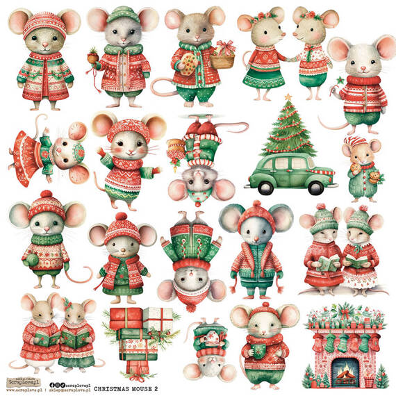 Stickers paper - ScrapLove - Christmas Mouse 2 Christmas mice