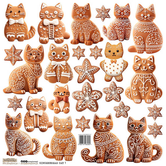 Stickers paper - ScrapLove - Gingerbread Cat 1 cookies cats