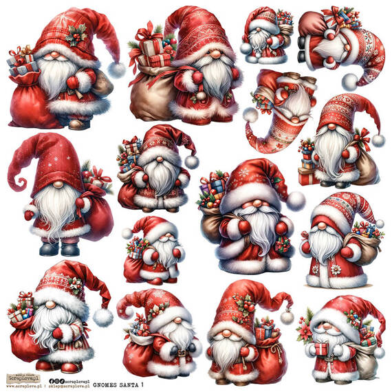 Stickers paper - ScrapLove - Gnomes Santa 1 Santa gnomes