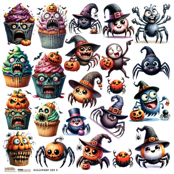 Stickers paper - ScrapLove - Halloween Set 2 cupcake spiders