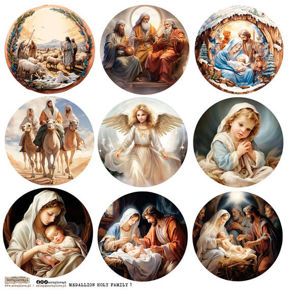 Stickers paper - ScrapLove - Medallion Holy Family 1 Holy Family