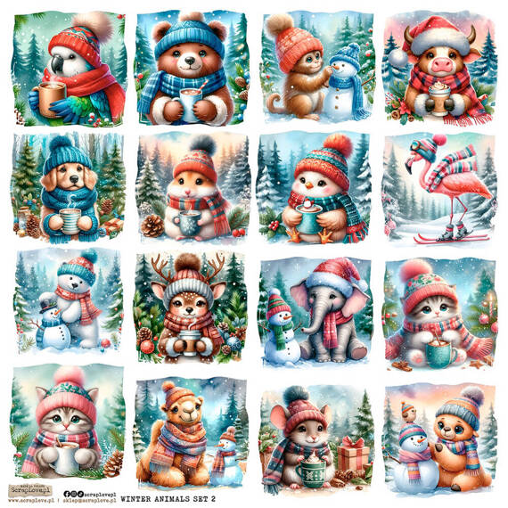 Stickers paper - ScrapLove - Winter Animals Set 2 animals cocoa